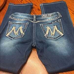 Miss Me Dark Blue Skinny Jeans with Embroidered Back Pockets